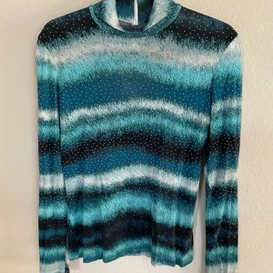 Grayse teal mockneck with silver studs